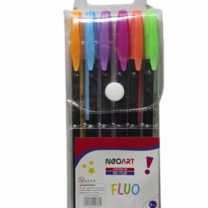 BOLIGRAFO FLUO X 6  ESTUCHE PVC MARCA NEO  2-1-25