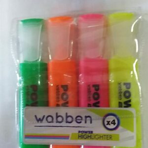 RESALTADOR X 4 FLUOR ESTUCHE WABBEN 2-1-25