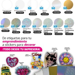 PAPEL STIKER X 10  FOTO TRANSL. AUTOAD. OLOGRAMADO  10-10-25
